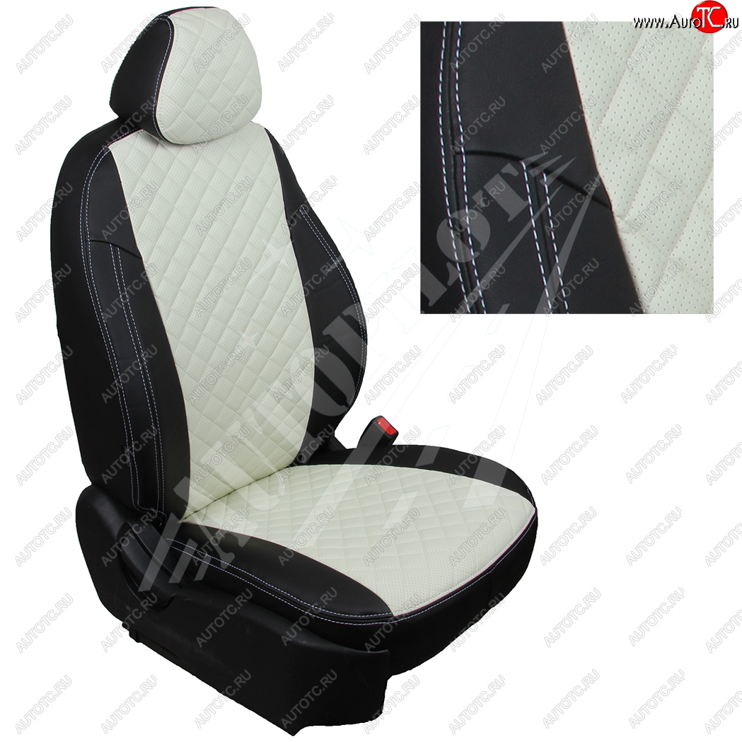 7 799 р. Чехлы сидений AUTOPILOT Экокожа Ромб (60/40)  Hyundai Creta  GS (2015-2021) (Черный + Белый)  с доставкой в г. Калуга