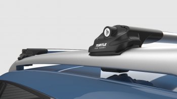 9 899 р. Багажник на крышу TURTLE Air 1 (на обычные рейлинги) Hyundai Creta GS дорестайлинг (2015-2019) (серебро)  с доставкой в г. Калуга. Увеличить фотографию 1