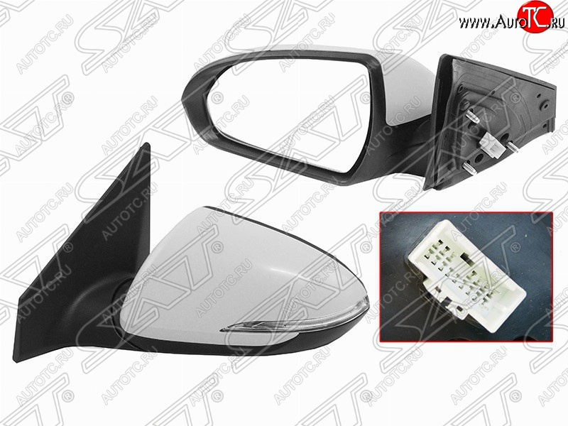 6 299 р. Левое боковое зеркало заднего вида SAT (регул-ка, поворот, 5 контактов) Hyundai Elantra AD дорестайлинг (2016-2019) (Неокрашенное)  с доставкой в г. Калуга