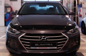 2 499 р. Дефлектор капота SIM  Hyundai Elantra  AD (2016-2019)  с доставкой в г. Калуга. Увеличить фотографию 1