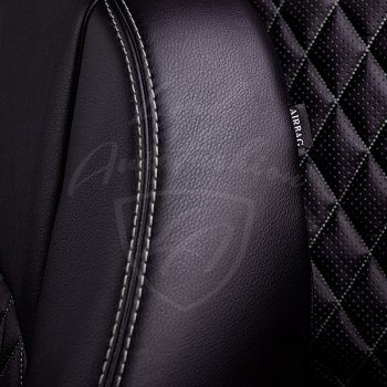9 249 р. Чехлы для сидений Lord Autofashion Турин Ромб (экокожа)  Hyundai Elantra  HD (2006-2011) (Черный, вставка черная, строчка серая)  с доставкой в г. Калуга. Увеличить фотографию 2