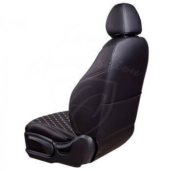 16 999 р. Чехлы для сидений Lord Autofashion Байрон (экокожа)  Hyundai Elantra  MD (2010-2016) (Черный, вставка черная, строчка бежевая)  с доставкой в г. Калуга. Увеличить фотографию 4