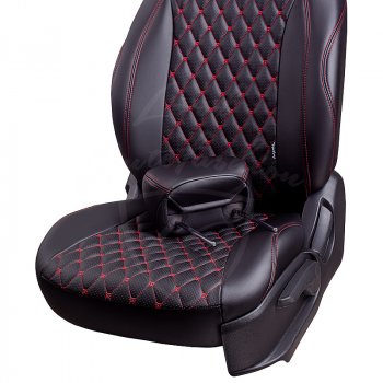 16 999 р. Чехлы для сидений Lord Autofashion Байрон (экокожа)  Hyundai Elantra  MD (2010-2016) (Черный, вставка черная, строчка красная)  с доставкой в г. Калуга. Увеличить фотографию 3