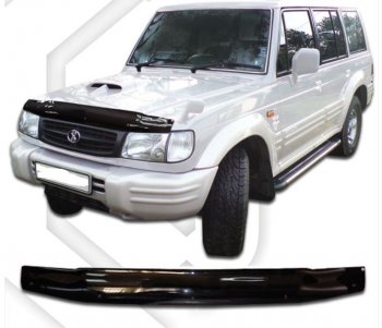 1 989 р. Дефлектор капота CA-Plastic  Hyundai Galloper (1998-2003) (Classic черный, Без надписи)  с доставкой в г. Калуга. Увеличить фотографию 1