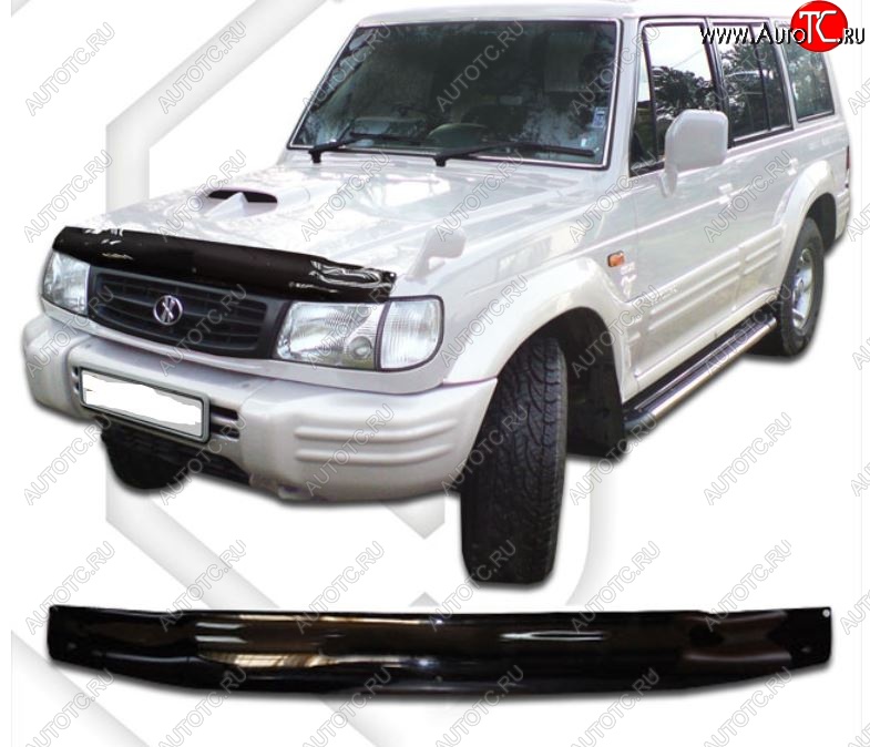 1 989 р. Дефлектор капота CA-Plastic Hyundai Galloper 5 дв. (1998-2003) (Classic черный, Без надписи)  с доставкой в г. Калуга