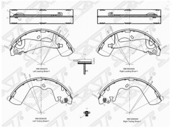 2 499 р. Комплект задних тормозных колодок SAT  Hyundai Galloper - Starex/H1  A1  с доставкой в г. Калуга. Увеличить фотографию 1