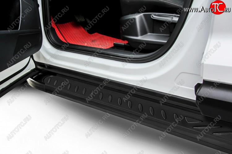 19 749 р. Пороги алюминиевые Slitkoff  Hyundai Santa Fe  3 DM (2012-2019) (Elite Black)  с доставкой в г. Калуга