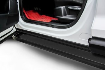 13 799 р. Пороги алюминиевые Slitkoff  Hyundai Santa Fe  3 DM (2012-2019) (Optima Black)  с доставкой в г. Калуга. Увеличить фотографию 1