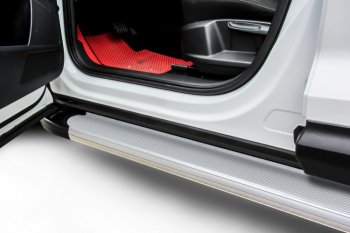 13 799 р. Пороги алюминиевые Slitkoff  Hyundai Santa Fe  3 DM (2012-2019) (Optima Silver)  с доставкой в г. Калуга. Увеличить фотографию 1