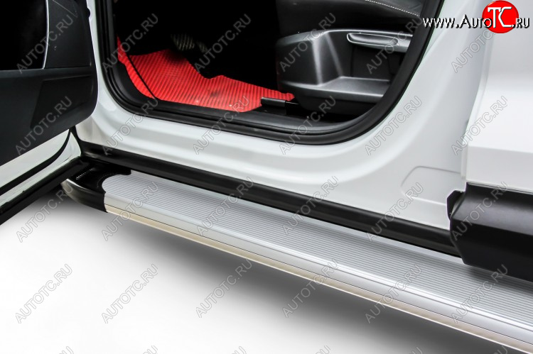 13 799 р. Пороги алюминиевые Slitkoff  Hyundai Santa Fe  3 DM (2012-2019) (Optima Silver)  с доставкой в г. Калуга
