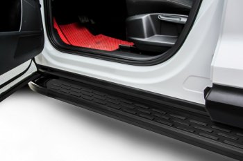 19 749 р. Пороги алюминиевые Slitkoff  Hyundai Santa Fe  3 DM (2012-2019) (Premium Black)  с доставкой в г. Калуга. Увеличить фотографию 1