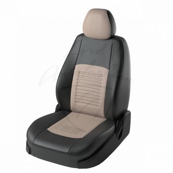 9 449 р. Чехлы для сидений Lord Autofashion Турин (экокожа)  Hyundai I30 ( 2 GD,  3 PD) (2011-2020) дорестайлинг универсал, дорестайлинг, хэтчбэк 5 дв., рестайлинг универсал, рестайлинг, хэтчбэк 5 дв., хэтчбэк (Черный, вставка бежевая)  с доставкой в г. Калуга. Увеличить фотографию 2