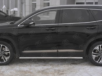 14 299 р. Защита порогов из трубы d42 Russtal Hyundai Santa Fe 4 TM дорестайлинг (2018-2021) (Вариант 1 (со скосами на торцах))  с доставкой в г. Калуга. Увеличить фотографию 3