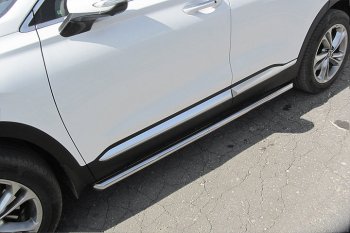 11 649 р. Защита порогов Slitkoff (d57 мм)  Hyundai Santa Fe  4 TM (2018-2024) (Нержавейка, Полированная)  с доставкой в г. Калуга. Увеличить фотографию 1