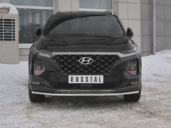 11 449 р. Защита переднего бампера (Ø42 мм, нержавейка) Russtal  Hyundai Santa Fe  4 TM (2018-2021)  с доставкой в г. Калуга. Увеличить фотографию 1