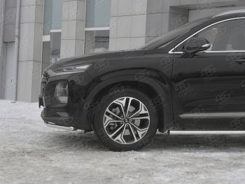 11 449 р. Защита переднего бампера (Ø42 мм, нержавейка) Russtal  Hyundai Santa Fe  4 TM (2018-2021)  с доставкой в г. Калуга. Увеличить фотографию 3