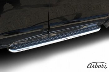 20 649 р. Защита штатных порогов Arbori нержавеющая сталь 57мм с листом  Hyundai Santa Fe  1 (2000-2012)  с доставкой в г. Калуга. Увеличить фотографию 1