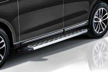 19 749 р. Порожки для ног Slitkoff Premium  Hyundai Santa Fe  2 CM (2006-2012) (Silver)  с доставкой в г. Калуга. Увеличить фотографию 2