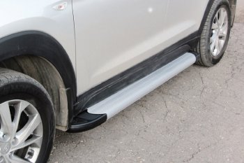 13 799 р. Пороги алюминиевые Slitkoff Hyundai Santa Fe 2 CM рестайлинг (2009-2012) (Optima Silver)  с доставкой в г. Калуга. Увеличить фотографию 1