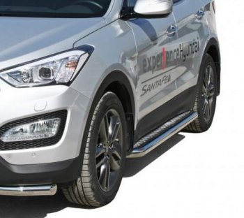 Защита порогов ТехноСфера (Техно Сфера) (нержавейка, с алюминиевым листом, d63.5 mm) Hyundai Santa Fe 3 DM дорестайлинг (2012-2016)