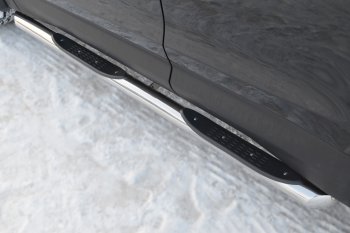 19 799 р. Защита порогов с проступями Russtal (труба D76 мм)  Hyundai Santa Fe  3 DM (2012-2016) (Защита порогов с со скосами на торцах (вариант 1))  с доставкой в г. Калуга. Увеличить фотографию 3
