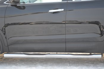 6 299 р. Защита порогов с проступями Russtal (труба D76 мм)  Hyundai Santa Fe  3 DM (2012-2016) (Защита порогов с закругленными торцами (вариант 3))  с доставкой в г. Калуга. Увеличить фотографию 3