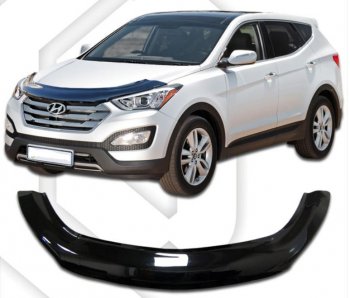 2 799 р. Дефлектор капота CA-Plastiс exclusive  Hyundai Grand Santa Fe  1 DM (2013-2016) (Classic черный, Без надписи)  с доставкой в г. Калуга. Увеличить фотографию 1