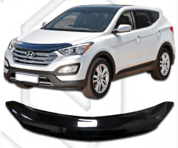 2 169 р. Дефлектор капота CA-Plastic  Hyundai Grand Santa Fe  1 DM (2013-2016) (Classic черный, Без надписи)  с доставкой в г. Калуга. Увеличить фотографию 1
