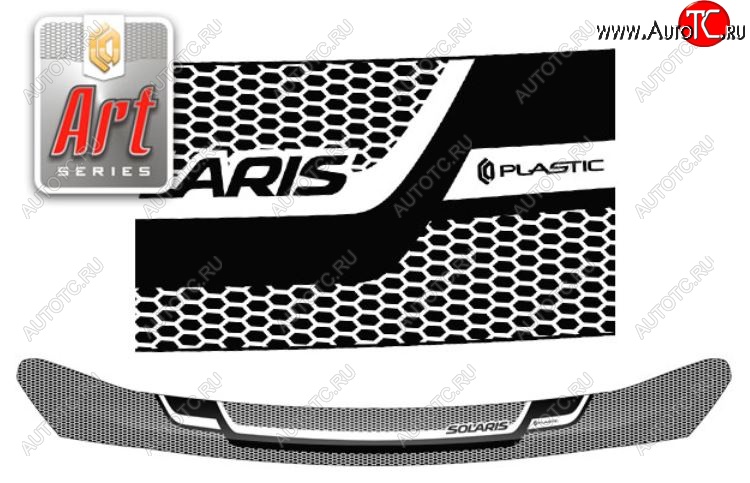 2 259 р. Дефлектор капота CA-Plastiс  Hyundai Solaris  2 (2017-2020) (Серия Art черная)  с доставкой в г. Калуга