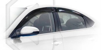 2 059 р. Дефлектора окон CA-Plastic Hyundai Solaris 2 HCR дорестайлинг (2017-2020) (Classic полупрозрачный, Без хром.молдинга, Крепление только на скотч)  с доставкой в г. Калуга. Увеличить фотографию 1