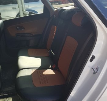 8 749 р. Чехлы для сидений Lord Autofashion Турин (экокожа, раздельная спинка)  Hyundai Solaris  2 (2017-2020) (Чёрный, вставка коричневая)  с доставкой в г. Калуга. Увеличить фотографию 3