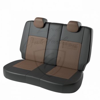 8 749 р. Чехлы для сидений Lord Autofashion Турин (экокожа, раздельная спинка)  Hyundai Solaris  2 (2017-2020) (Чёрный, вставка коричневая)  с доставкой в г. Калуга. Увеличить фотографию 2