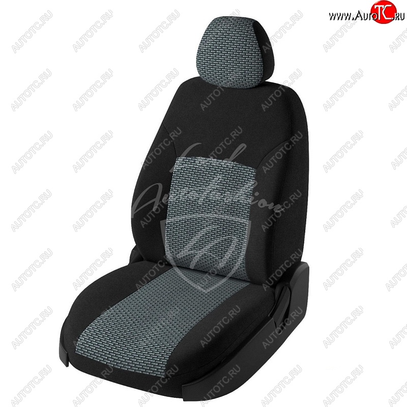 6 649 р. Чехлы для сидений Lord Autofashion Дублин (жаккард, раздельная спинка)  Hyundai Solaris  2 (2017-2020) (Черный, вставка Сеул серый)  с доставкой в г. Калуга