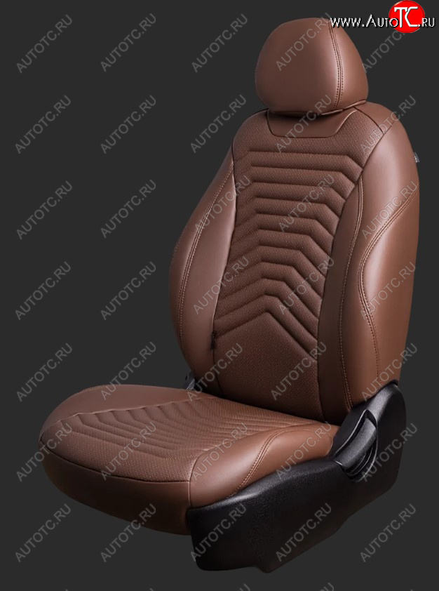 17 799 р. Чехлы для сидений Lord Autofashion Байрон ПРЕЗИДЕНТ (экокожа, спинка 60/40, 3 Г0образных подголовника)  Hyundai Solaris  2 (2017-2022) (Темно-коричневый, вставка темно-коричневая, строчка )  с доставкой в г. Калуга