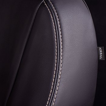 8 749 р. Чехлы для сидений Lord Autofashion Турин (экокожа, сплошная спинка 2 П-образных подголовника)  Hyundai Solaris  2 (2017-2020) (Черный, вставка бежевая)  с доставкой в г. Калуга. Увеличить фотографию 5