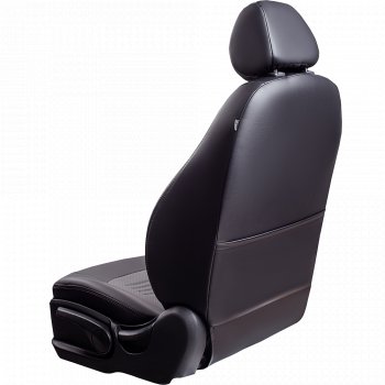 8 749 р. Чехлы для сидений Lord Autofashion Турин (экокожа, сплошная спинка, 2 П-образных подголовника)  Hyundai Solaris  2 (2017-2020) (Черный, вставка серая)  с доставкой в г. Калуга. Увеличить фотографию 3