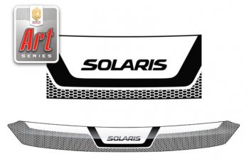 2 259 р. Дефлектор капота CA-Plastiс  Hyundai Solaris  1 хэтчбек (2010-2014) (Серия Art графит)  с доставкой в г. Калуга. Увеличить фотографию 1