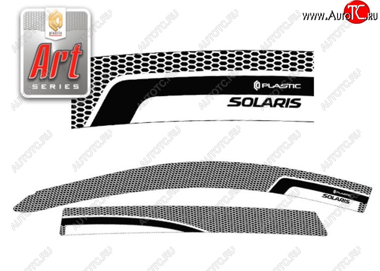 2 349 р. Дефлектора окон CA-Plastic  Hyundai Solaris  1 хэтчбек (2010-2014) (Серия Art черная, Без хром.молдинга)  с доставкой в г. Калуга