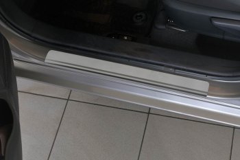 1 969 р. Пороги накладки Russtal  Hyundai Solaris ( 1 седан,  1 хэтчбек) (2010-2014) (Нержавейка шлифованная без надписи)  с доставкой в г. Калуга. Увеличить фотографию 1