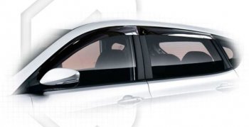 2 099 р. Дефлектора окон CA-Plastic Hyundai Solaris 1 хэтчбэк RBr рестайлинг (2014-2017) (Classic полупрозрачный, Без хром.молдинга)  с доставкой в г. Калуга. Увеличить фотографию 1