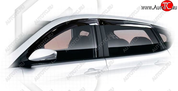 2 099 р. Дефлектора окон CA-Plastic Hyundai Solaris 1 хэтчбэк RBr рестайлинг (2014-2017) (Classic полупрозрачный, Без хром.молдинга)  с доставкой в г. Калуга