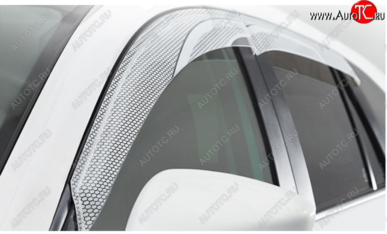 2 349 р. Дефлектора окон CA-Plastic  Hyundai Solaris  1 хэтчбэк (2014-2017) (Серия Art графит, Без хром.молдинга)  с доставкой в г. Калуга