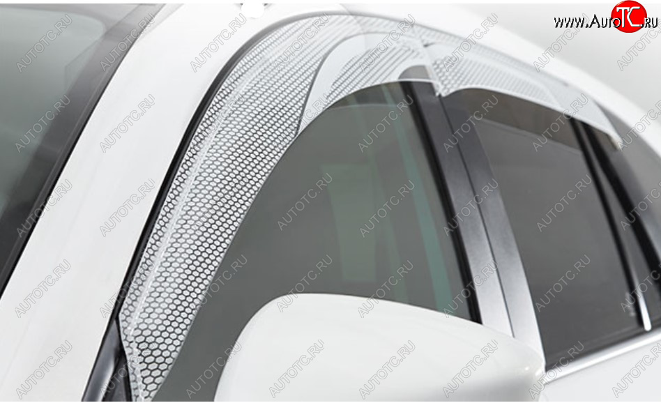 2 059 р. Дефлектора окон CA-Plastic  Hyundai Solaris  2 (2020-2022) (Серия Art белая, Без хром молдинга, Крепление только на скотч)  с доставкой в г. Калуга