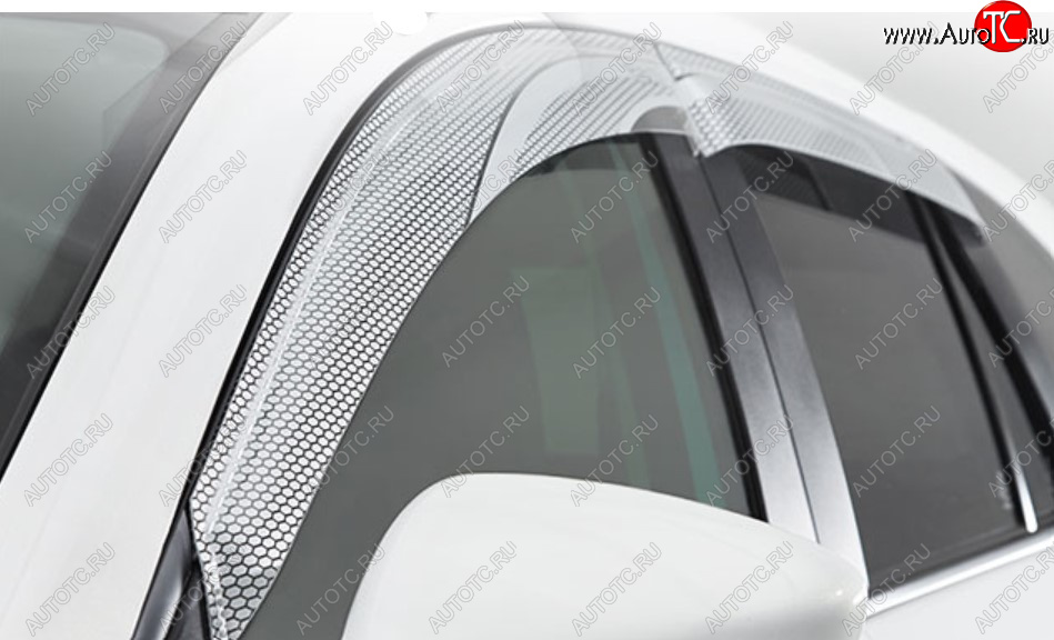 2 349 р. Дефлектора окон CA-Plastic  Hyundai Solaris  2 (2020-2022) (Серия Art серебро, Без хром молдинга, Крепление только на скотч)  с доставкой в г. Калуга