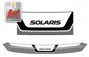 2 259 р. Дефлектор капота CA-Plastiс  Hyundai Solaris  1 седан (2010-2014) (Серия Art графит)  с доставкой в г. Калуга. Увеличить фотографию 1