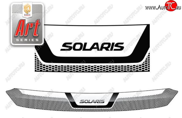 2 259 р. Дефлектор капота CA-Plastiс  Hyundai Solaris  1 седан (2010-2014) (Серия Art графит)  с доставкой в г. Калуга