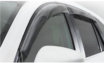 2 349 р. Дефлектора окон CA-Plastic  Hyundai Solaris  1 седан (2010-2014) (Серия Art черная, Без хром.молдинга, Крепление только на скотч)  с доставкой в г. Калуга. Увеличить фотографию 2