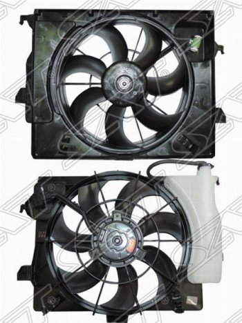 3 899 р. Диффузор радиатора в сборе SAT  Hyundai Solaris ( 1 седан,  1 хэтчбек,  1 хэтчбэк) (2010-2017), KIA Rio  3 QB (2011-2017)  с доставкой в г. Калуга. Увеличить фотографию 1