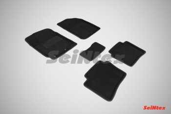 4 299 р. Комплект 3D ковриков в салон (ворсовые / чёрные) Seintex KIA Rio 3 QB рестайлинг седан (2015-2017)  с доставкой в г. Калуга. Увеличить фотографию 1