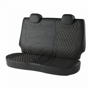 16 749 р. Чехлы для сидений Lord Autofashion Байрон (экокожа)  Hyundai Solaris  1 седан (2010-2017) (Чёрный, вставка чёрная, строчка бежевая)  с доставкой в г. Калуга. Увеличить фотографию 2
